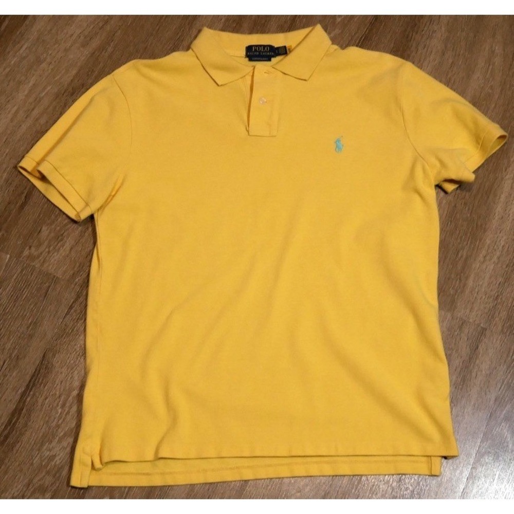 Polo Ralph Lauren Yellow Short Sleeve Polo Shirt M Logo Embroidered